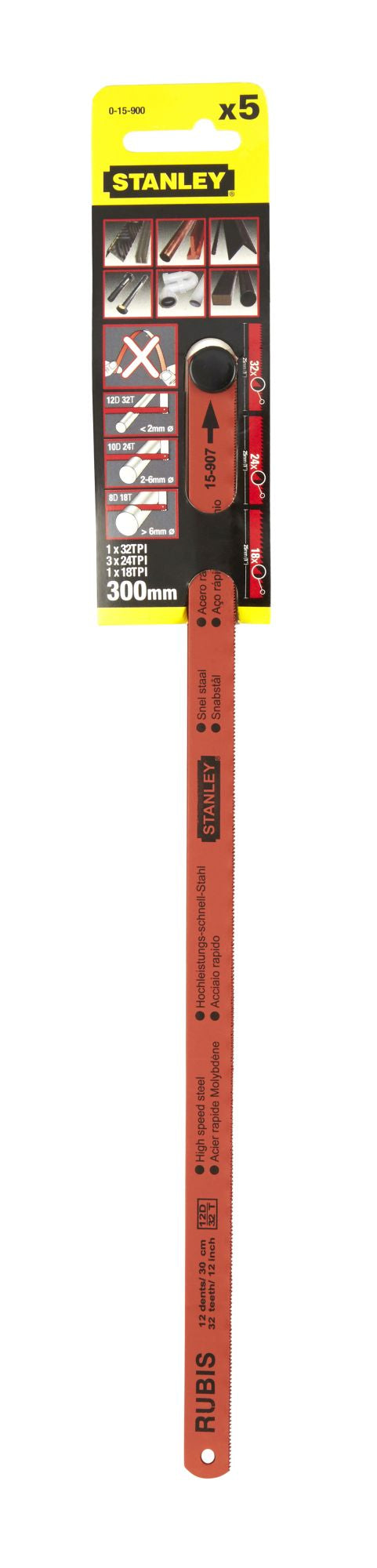 Lâmina de serra Stanley (0-15-900) 300 mm 18/24/32 TPI molibdénio (embalagem de 5)