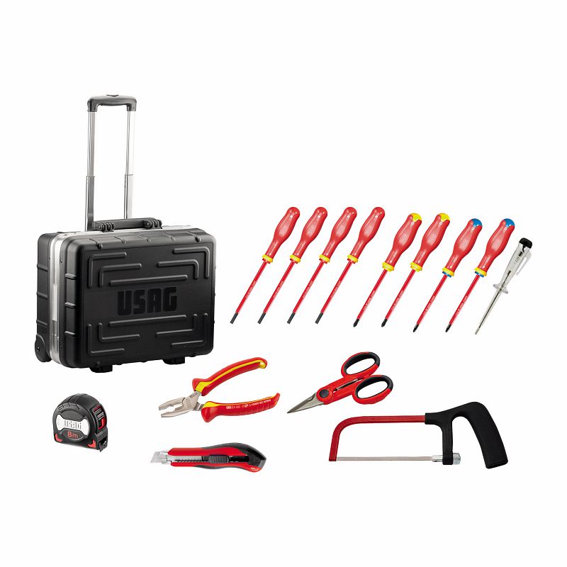 USAG (001 TRH14) Carro de ferramentas com sortido para eletrotécnica (14 peças)