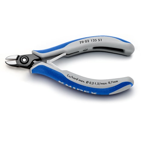Alicate de corte diagonal Knipex (79 02 125 S1) para eletrónica de precisão, para abrir conectores de cabos de plástico.