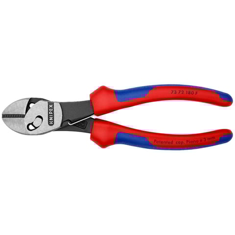 Alicate de corte diagonal de alto desempenho Knipex (73 72 180 F) TwinForce com mola de abertura