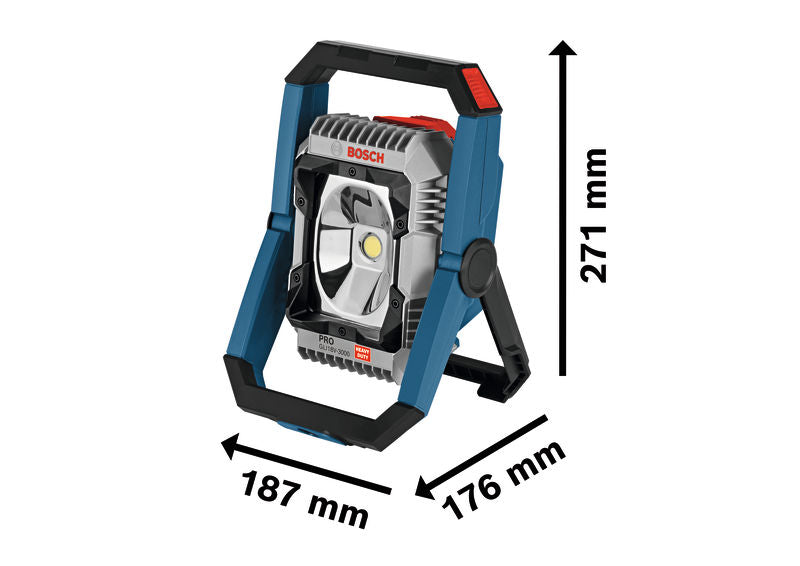 Fuente de alimentación inalámbrica profesional Bosch GLI18V-3000 para obras de construcción.