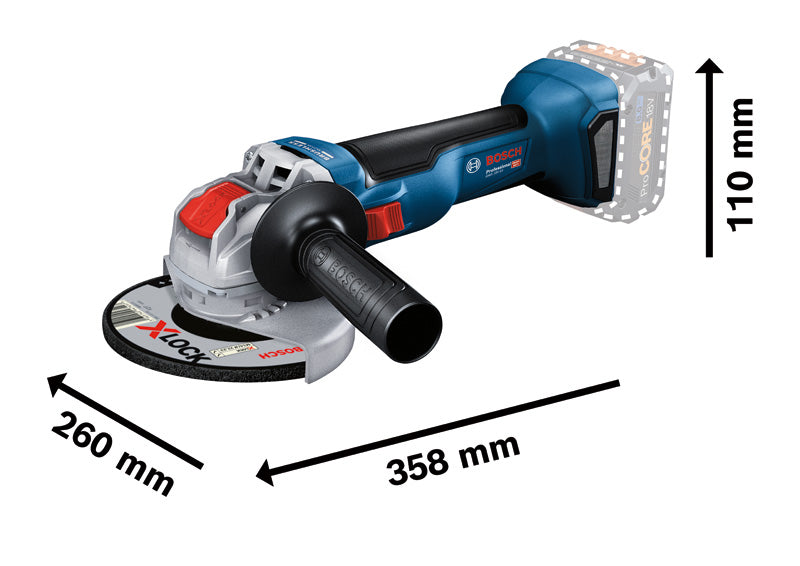 Amoladora angular inalámbrica con X-LOCK Bosch (GWX 18V-10 Professional)