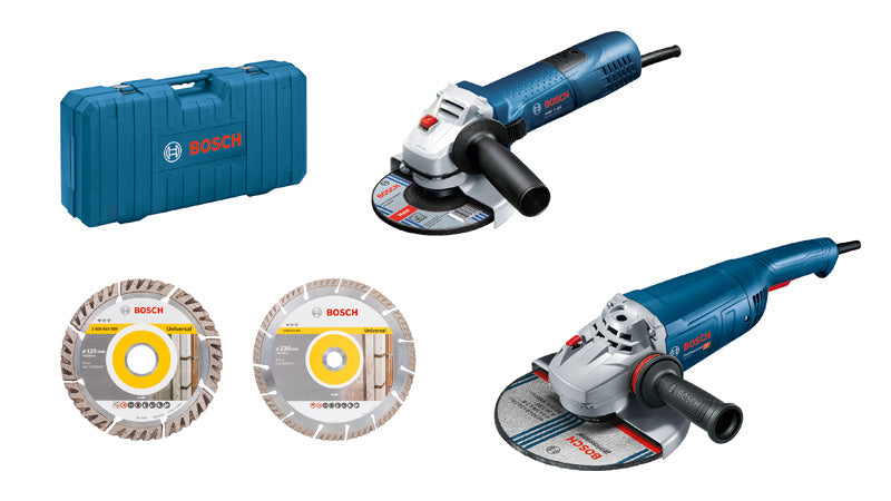 Bosch 2-tool kit: GWS 22-230 J + GWS 7-125 + 2 x Professional diamond cutting discs