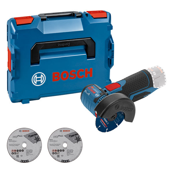 Bosch GWS 12V-76 Cordless Mini Angle Grinder + Cutting Discs & L-Boxx