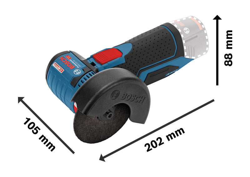 Mini Rebarbadora Angular Bosch GWS 12V-76 + 5 Discos + 2x2.0Ah