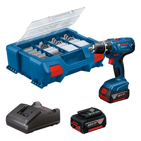 Berbequim/Aparafusador Bosch GSR 18V-21 + 2x4.0Ah + 82 Acessórios