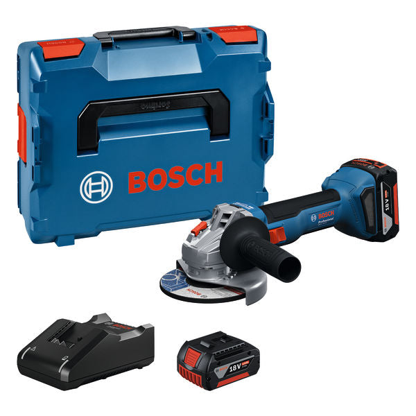 Amoladora angular Bosch GWS 18V-8 de 125 mm + 2 baterías de 4 Ah