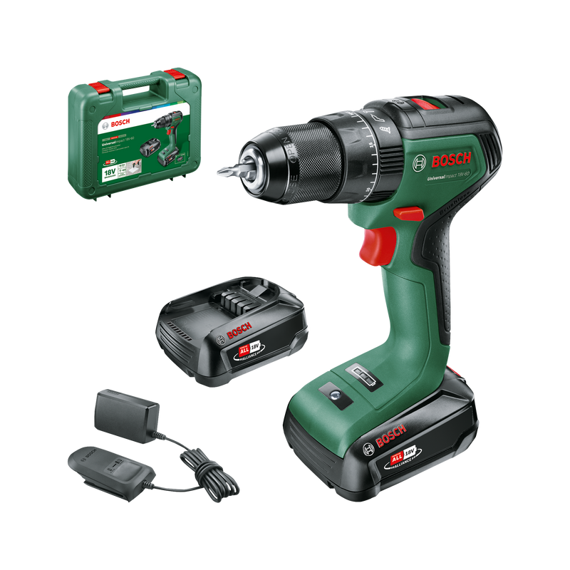 Berbequim combinado sem fio Bosch UniversalImpact 18V-60 + 2x2,0Ah