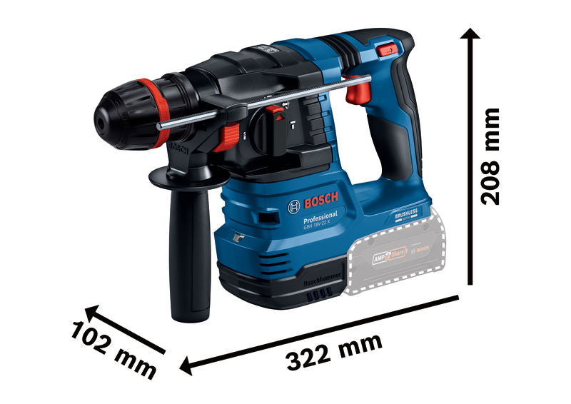 Martelo perfurador sem fio com ONECHUCK Bosch (GBH 18V-22 X Professional)