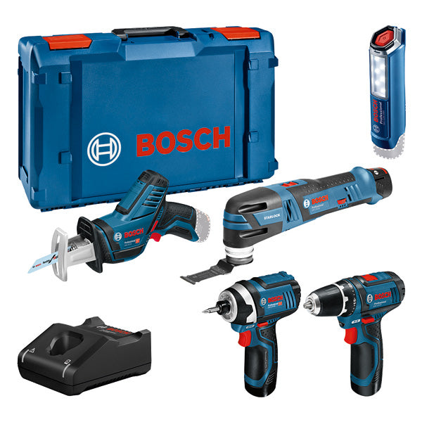 Kit combinado profesional Bosch GSR 12V-15 + GOP 12V-28 + GDR 12V-105 + GSA 12V-14 + GLI 12V-300