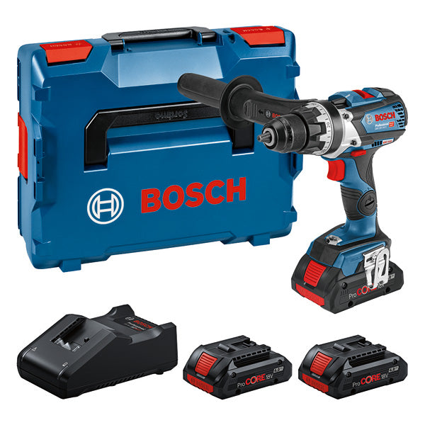 Promoções Master Bosch (Conjunto profissional: Aparafusadora sem fio GSR 18V-110 C + 3 x ProCORE18V 4.0Ah + GAL 18V-40 em L-BOXX Professional)