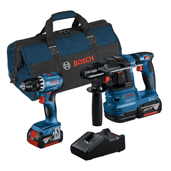 Bosch Combo Kit GSR 18V-45 Drill Driver + GBH 18V-22 Rotary Hammer + 2x4.0Ah