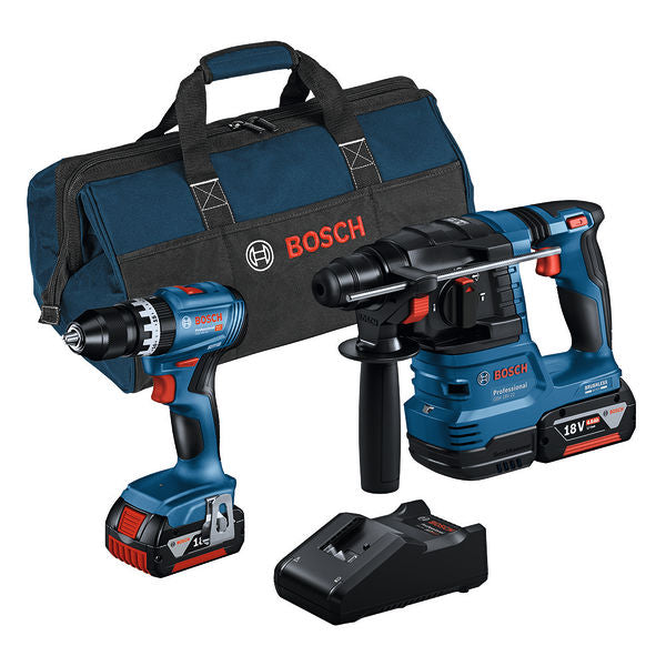 Bosch Kit of 2 18V tools: GSB 18V-45 + GBH 18V-22 + 2x4.0Ah + GAL 18V-40 (C) Professional