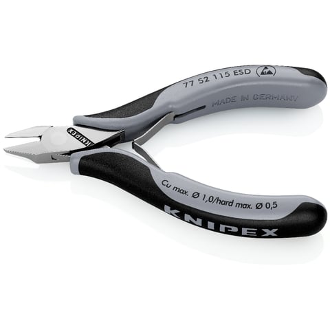 Alicate de corte diagonal eletrónico Knipex (77 52 115 ESD) com junta de encaixe