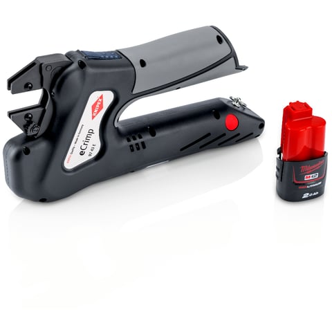 Alicate de cravação eletromecânica Knipex (97 43 E) eCrimp para matrizes de cravação intercambiáveis