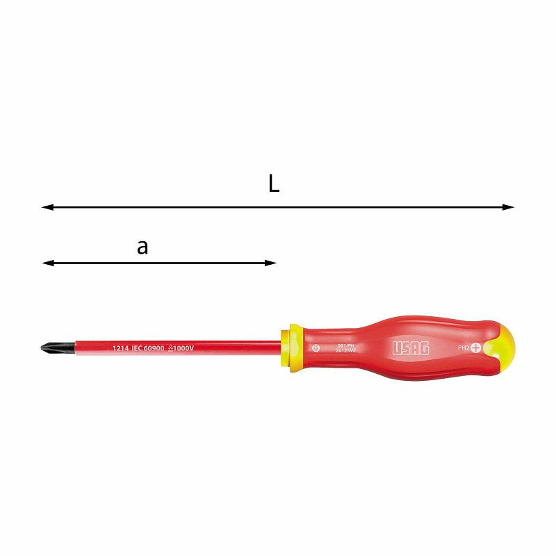 Chaves de fendas USAG (091 PH) para parafusos Phillips® - 1000 V