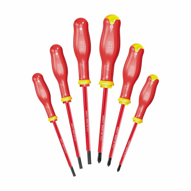 USAG (091 SH6) Conjunto de 6 chaves de fendas para parafusos de cabeça plana e Phillips® - 1000 V