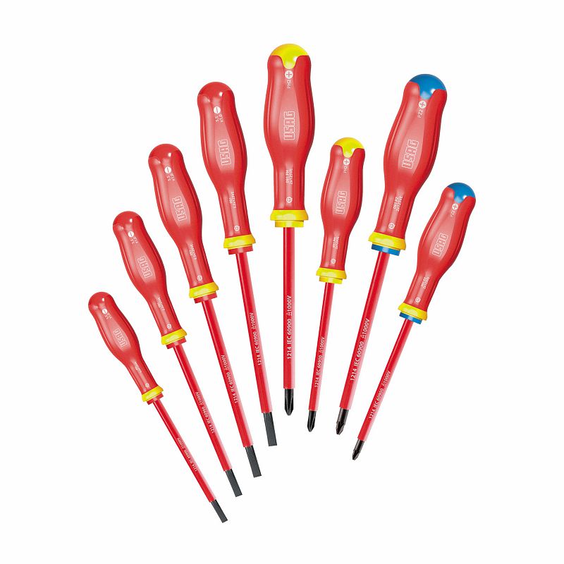 USAG (091 SH8) Conjunto de 8 chaves de fendas para parafusos de fenda e Phillips®, Pozidriv® - Supadriv® - 1000 V