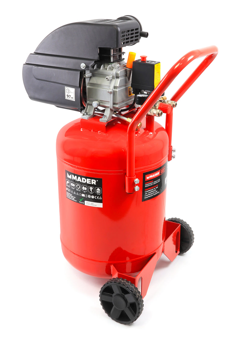Compresor de aire vertical, 50 L, 2 HP, 8 bar - MADER®