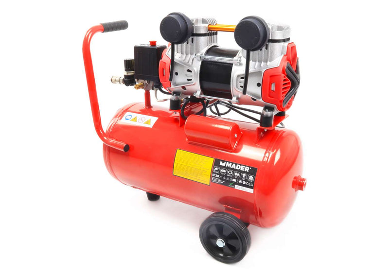 Compresor de aire monobloque, 24L, 2HP, 2 cabezales - MADER®