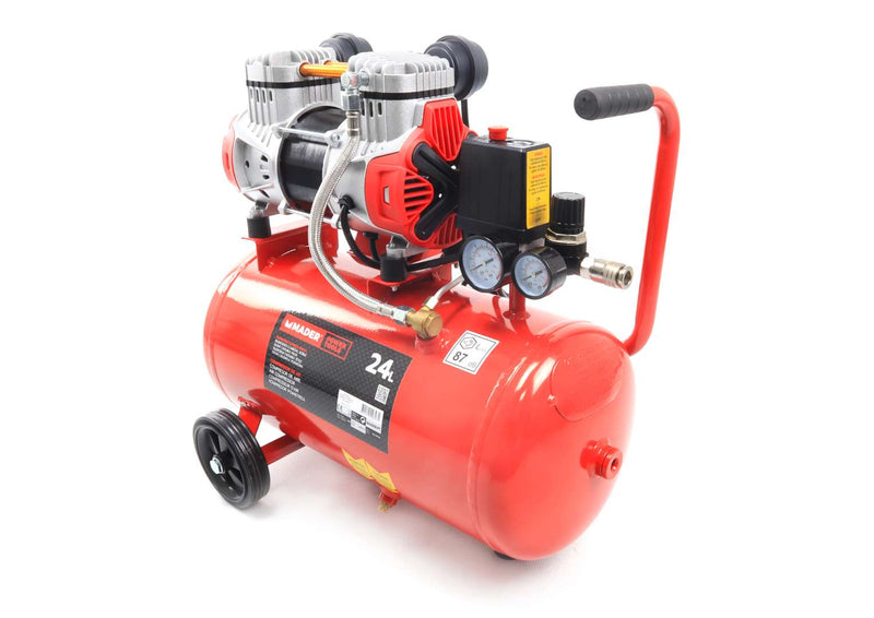 Compresor de aire monobloque, 24L, 2HP, 2 cabezales - MADER®