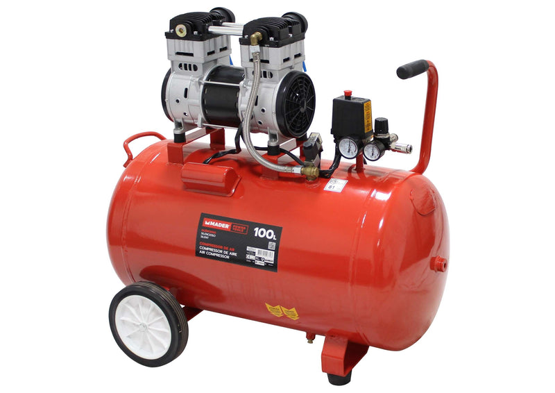Compresor de aire monobloque, 100L, 2hp, silencioso - MADER®