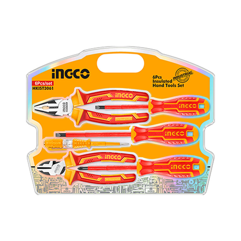 Conjunto de 6 ferramentas isoladas INGCO (HKIST3061), 1000V, em embalagem blister.