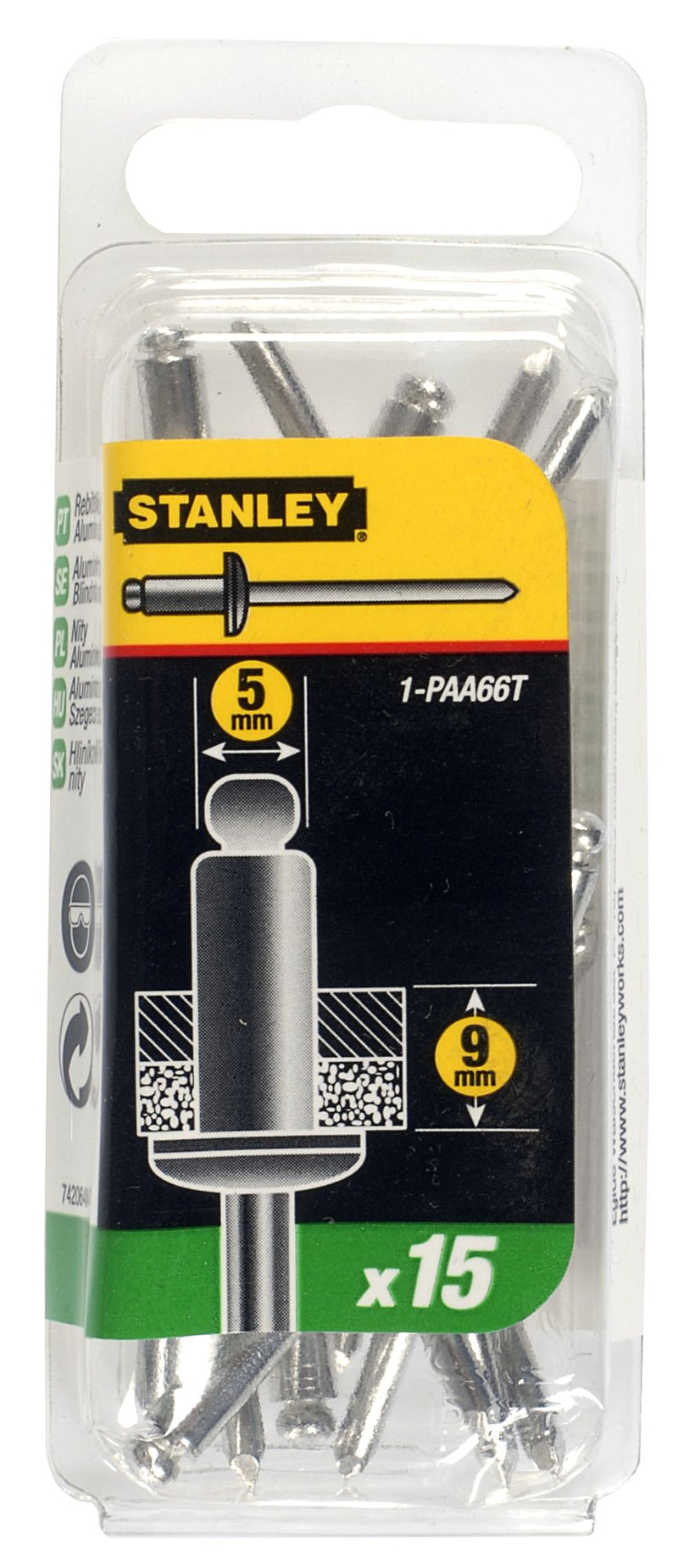 Stanley (1-PAA66T) 5mm x 9mm Aluminum Rivets (15 Pk)