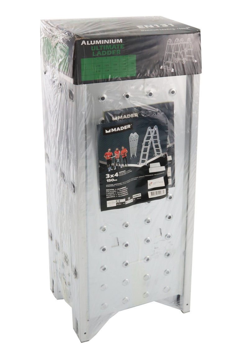 Escalera multiusos articulada de 4x3 pies con plataforma de aluminio - MADER®