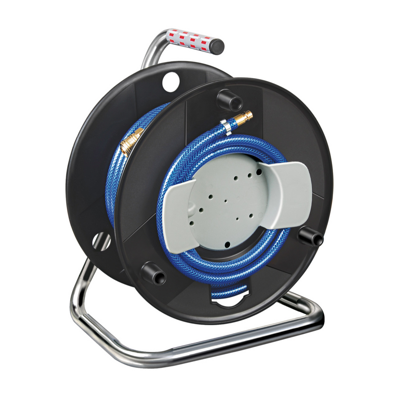 Enrolador de mangueira de compressor padrão de 20 m - Ø6/12 mm com ligações DIN