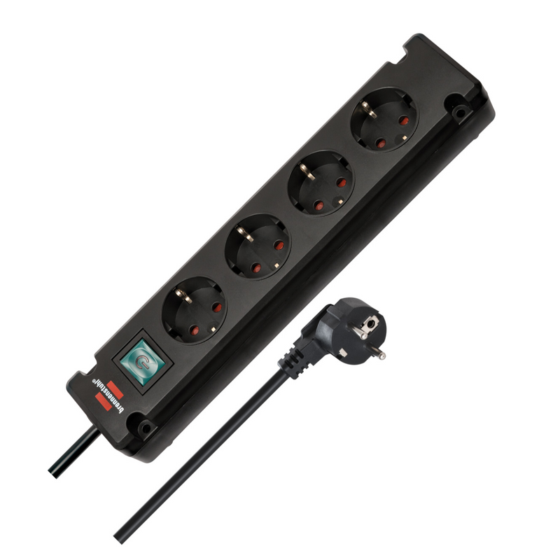 Cable alargador Brennenstuhl Bremounta de 4 vías, negro, 1,5 m, H05VV-F 3G1,5