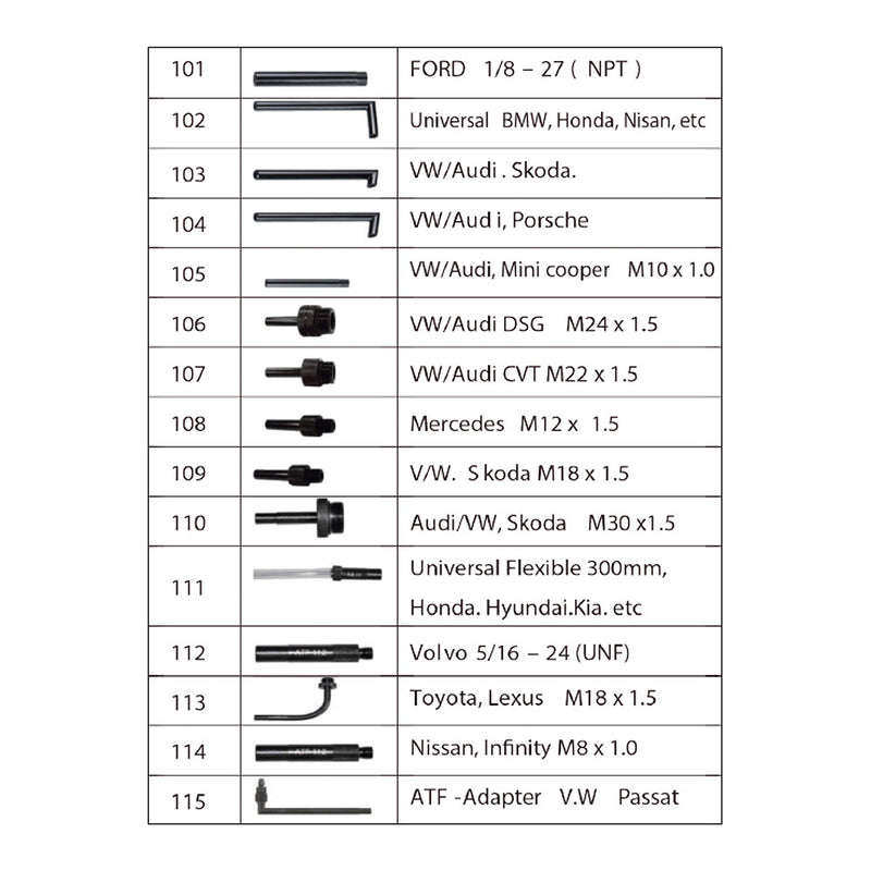 JBM (12044) Adaptors Set For Transmission Oil Filling System (15 Accesories)