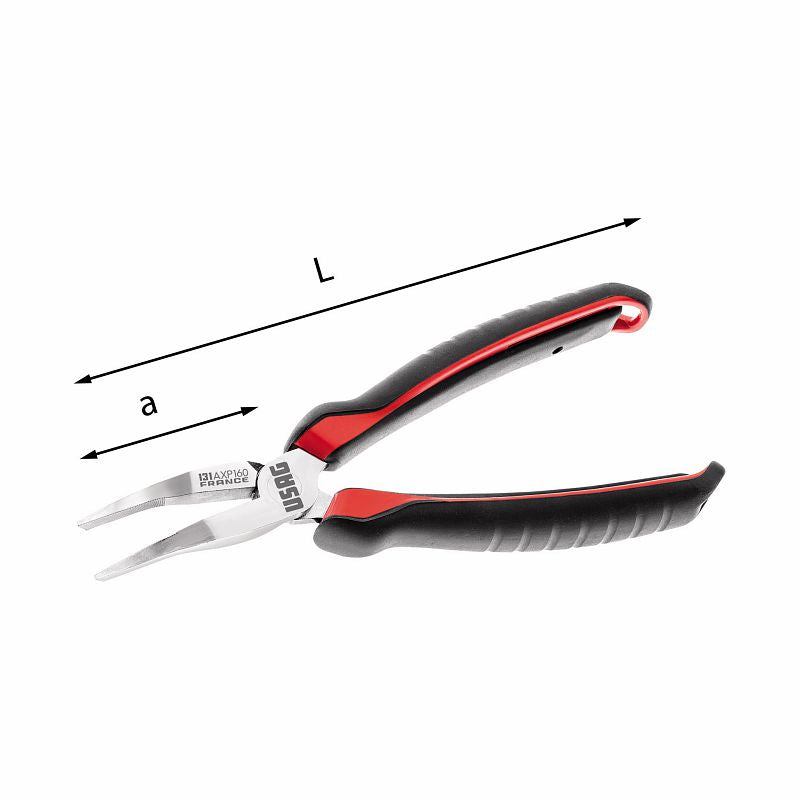 USAG (131 AXP) Flat Extra-Long Nose Pliers With Jaws At 45°