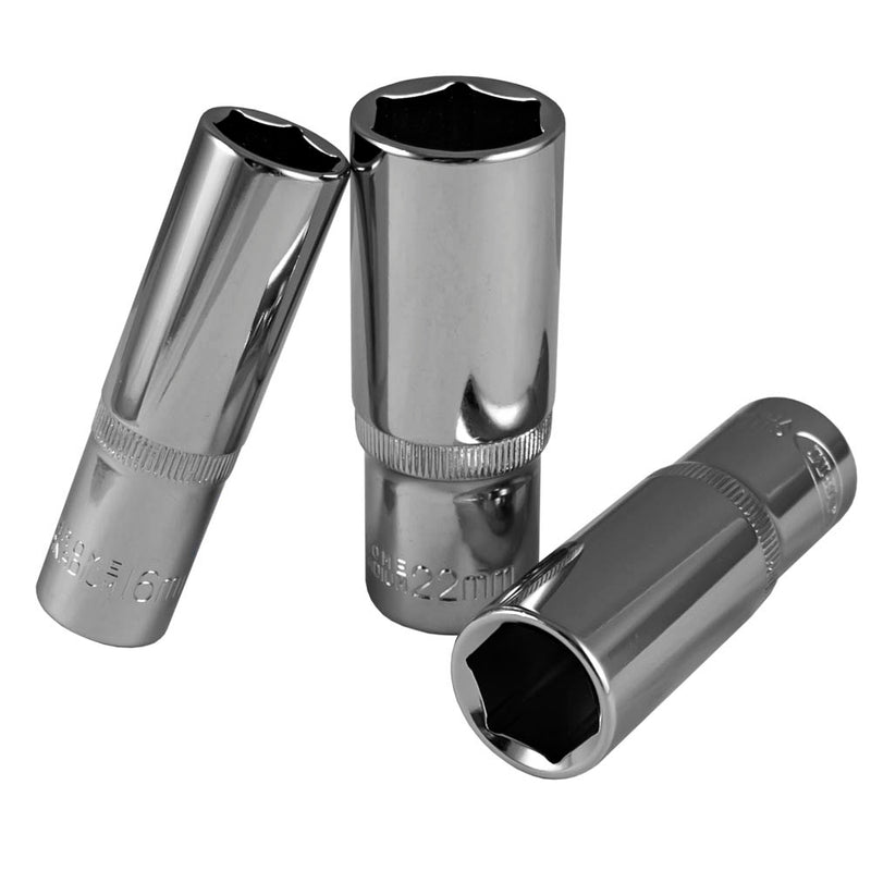 JBM (13258) Vaso hexagonal de 1/2", 75 mm de largo, 22 mm - Cromado