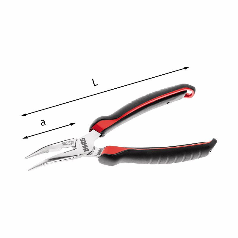 USAG (133 AXP) Half-Round Extra-Long Nose Pliers With Jaws At 45°