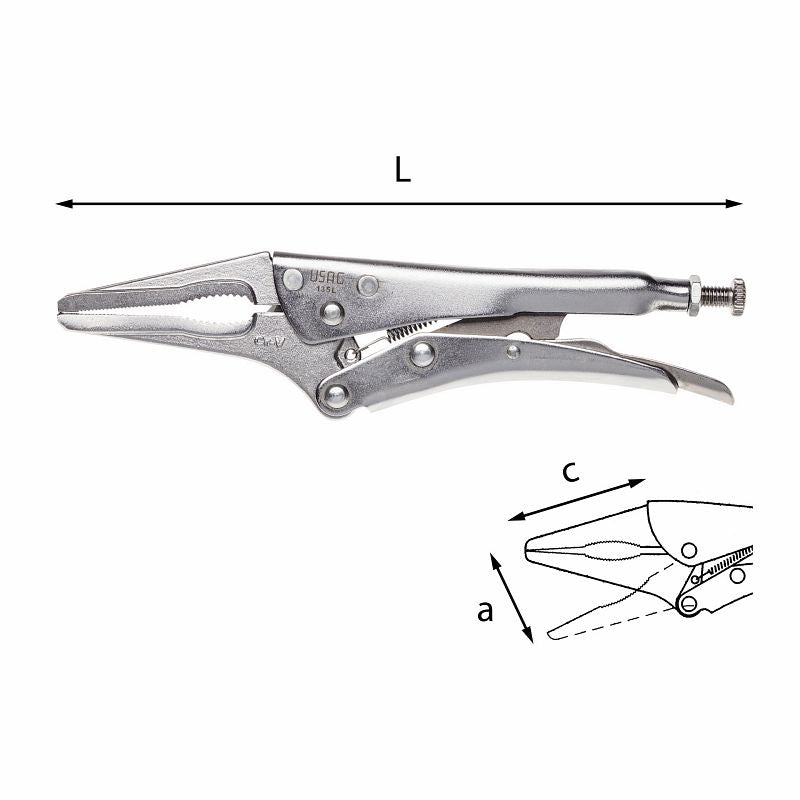 Alicate de pressão USAG (135 L) com maxilas longas e finas