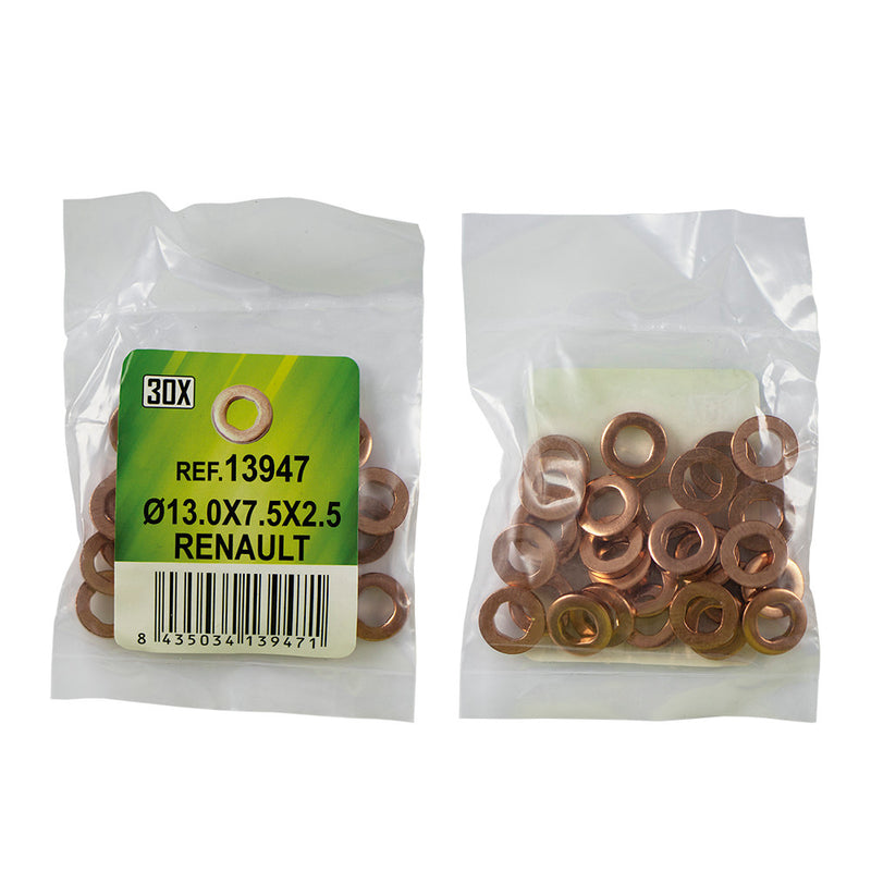 JBM (13947) 30 Injector Copper Ring Bag - Ø13.0x7.5x2.5 - Renault (Ref. 53464)
