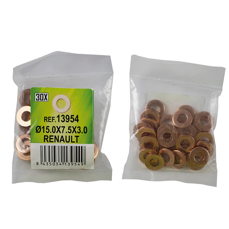 JBM (13954) 30 Injector Copper Ring Bag - Ø15.0x7.5x3.0 - Renault (Ref. 53464)