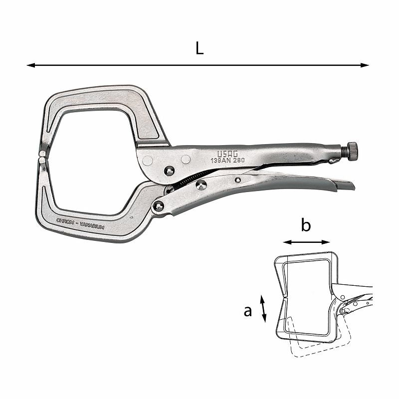 Alicate de pressão USAG (139 AN) com garras de fixação em C
