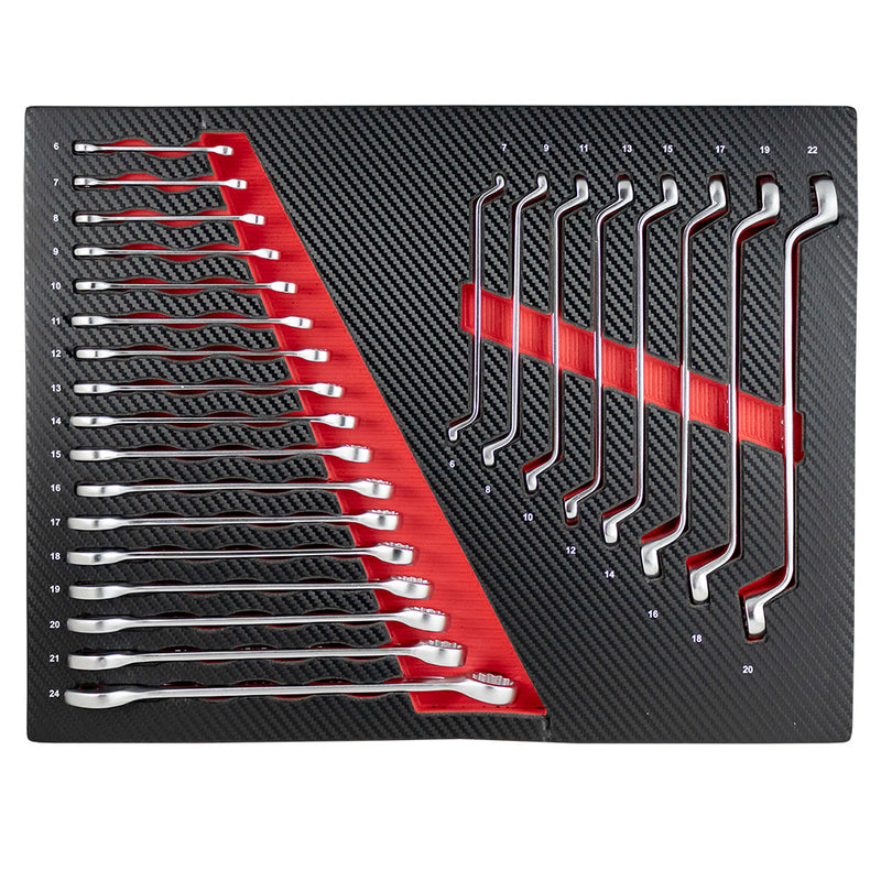 Conjunto de 4 módulos de ferramentas JBM (43708R) com acabamento em fibra de carbono - Vermelho