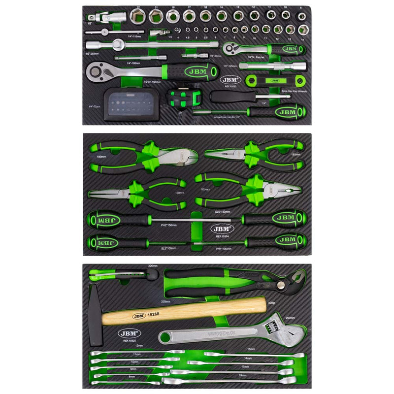 JBM (14327) Conjunto de 3 módulos em fibra de carbono EVA para carrinho de ferramentas (Ref. 53672)