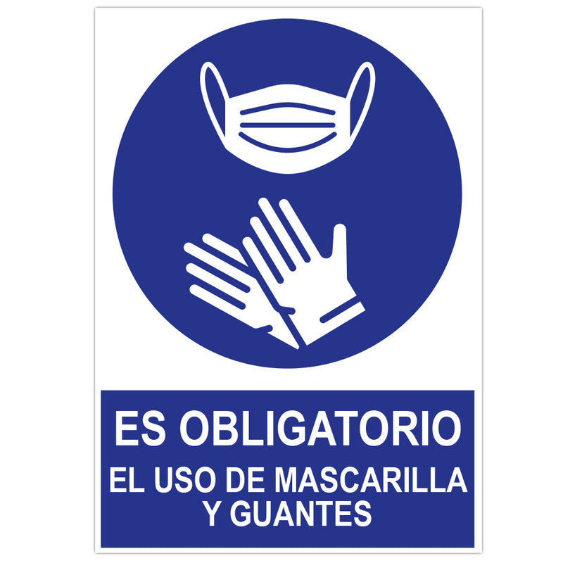 JBM (14814) Cartel A3 con "El uso de mascarilla y guantes es obligatorio"