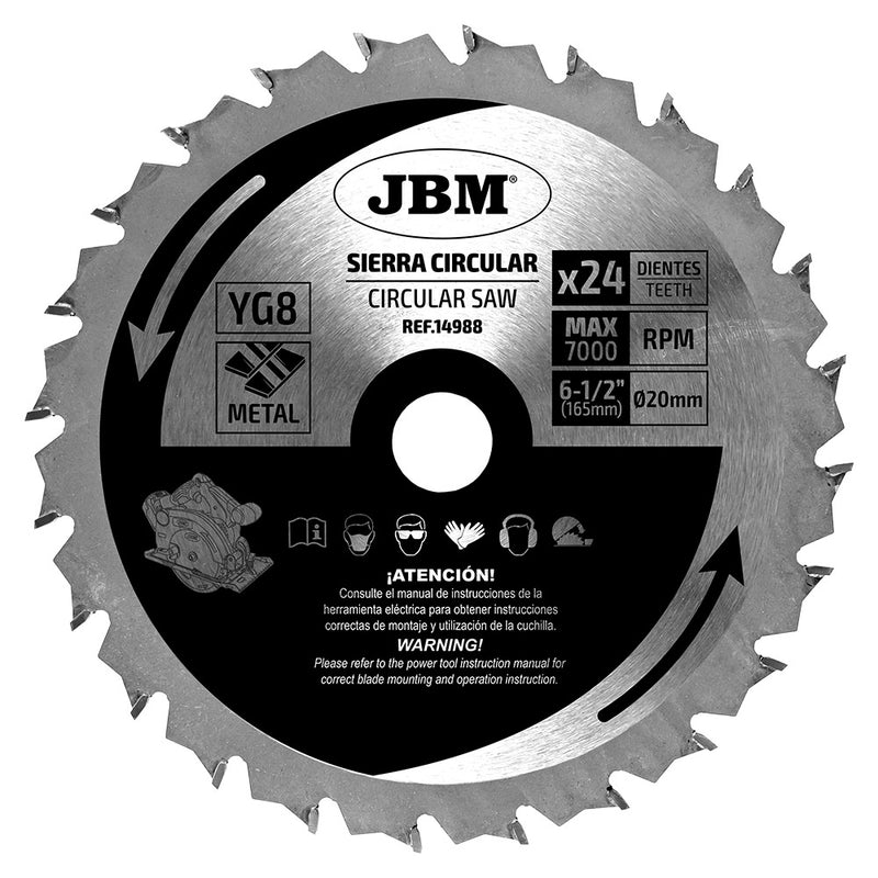 JBM (14988) Circular Saw Blade 24T 165mm for Metal for Ref. 60007