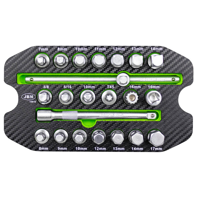 JBM (SERIE429E) Juego de 22 conectores para tapones de cárter de aceite + colector de aceite + módulo EVA + extractor de filtro