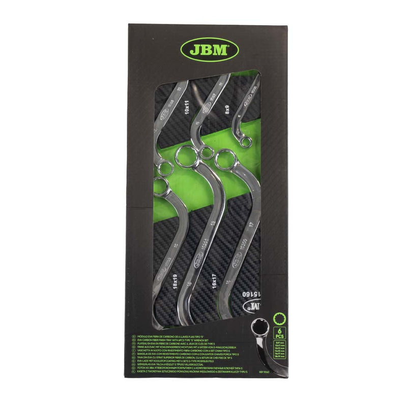 Bandeja JBM (15160) com acabamento em fibra de carbono EVA e conjunto de 6 chaves tipo "S" - Acabamento espelhado