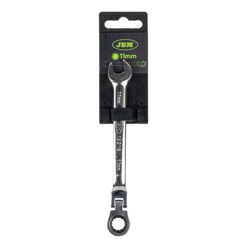 JBM (15218) Flex-Ratcheting Combination Wrench Spanner 11mm - Mirror Finish