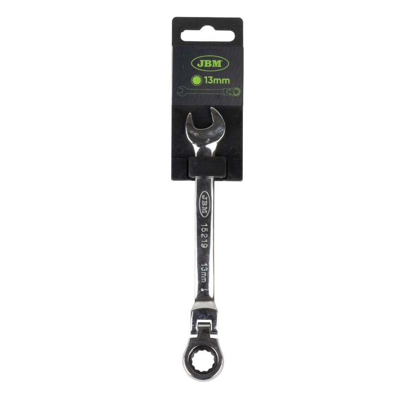 JBM (15219) Flex-Ratcheting Combination Wrench Spanner 13mm - Mirror Finish