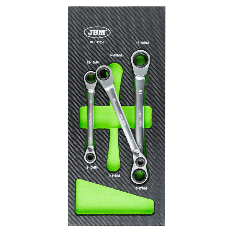 JBM (15316) Module Of 72 Teeth Double End Ratchet Ring Wrench « 4 In 1 »
