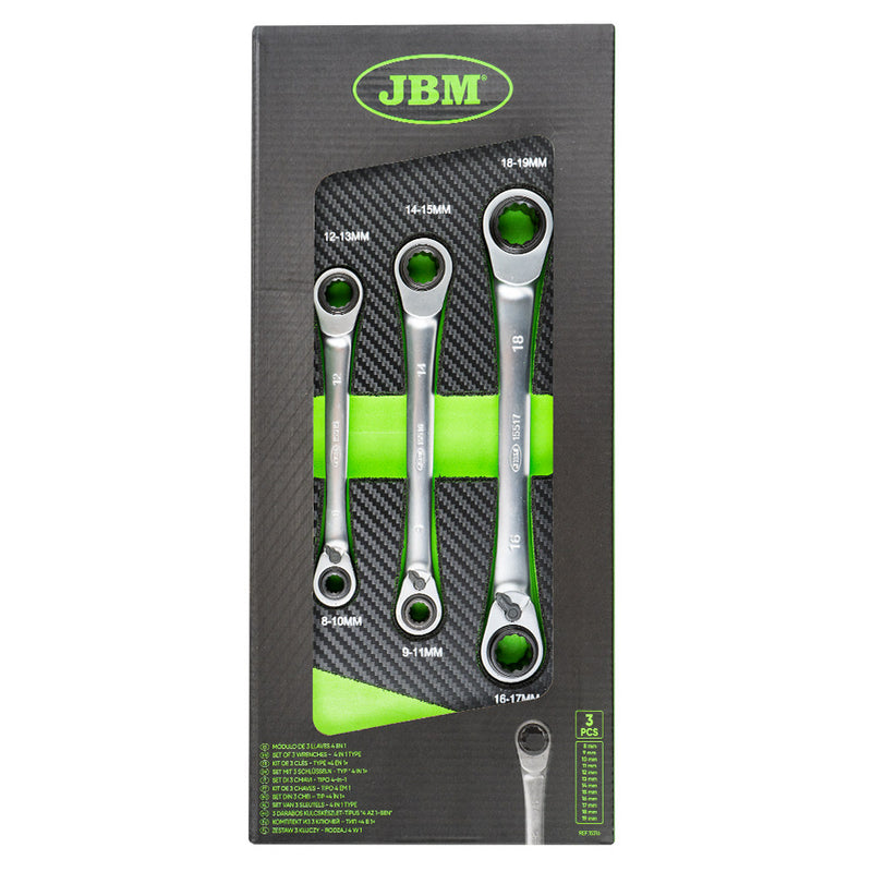 JBM (15316) Module Of 72 Teeth Double End Ratchet Ring Wrench « 4 In 1 »