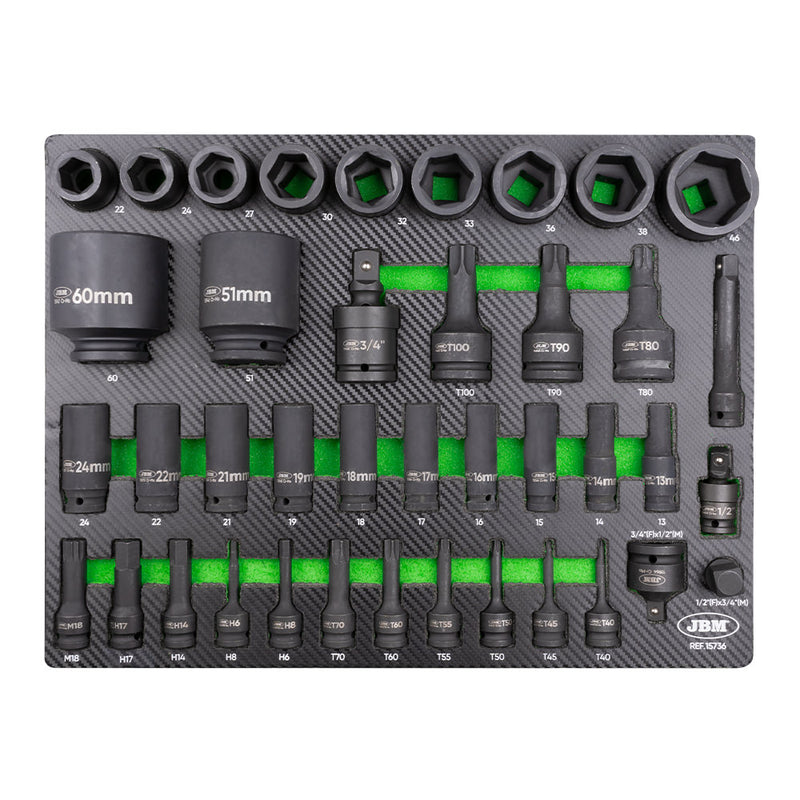 JBM (15736) Vasos de impacto en bandeja de EVA